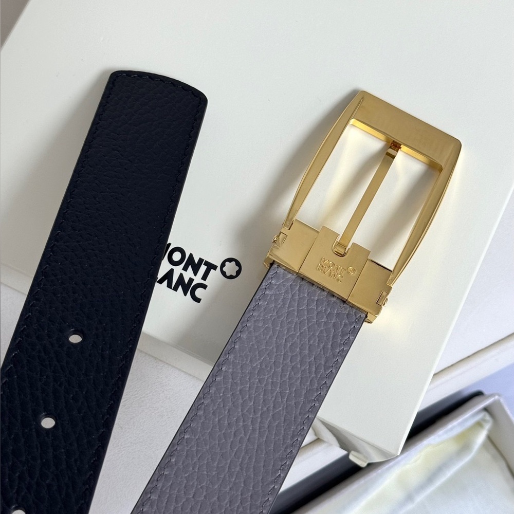 MontBlanc Men’s Black and Gold Belt Size 110 - Picture 6 of 8